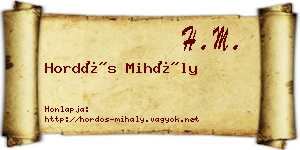 Hordós Mihály névjegykártya